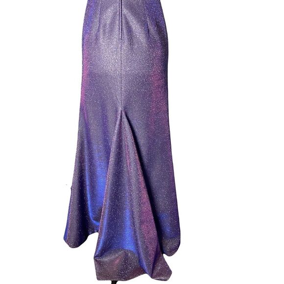 Sherri Hill Purple Sparkle Off Shoulder Formal Dress Prom Fit and Flare Size 2 - Picture 7 of 10